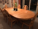 Honey Oak Oval Top Table With 8 Chairs