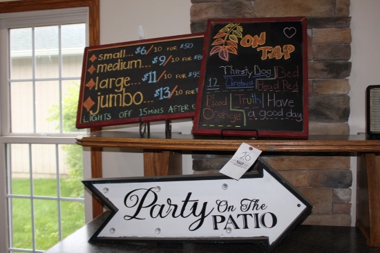 (2) Chalkboard Signs, Party on Patio Sign