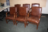 (6) Leather Studded Chairs