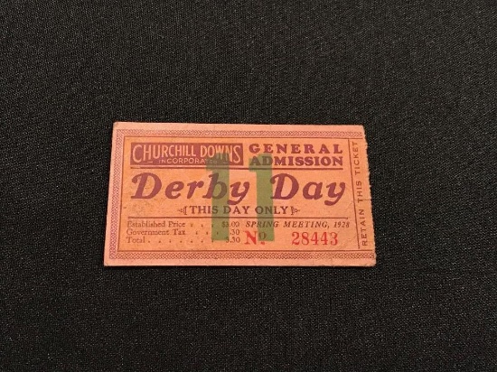 1928 Churchill Downs Kentucky Derby Ticket Stub