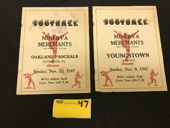 1947 Minerva Merchants Semi-Pro Football Programs