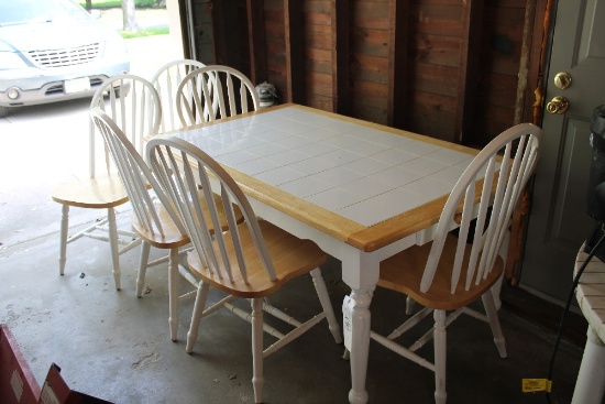 Tile-Top Kitchen Table & 6 Chairs