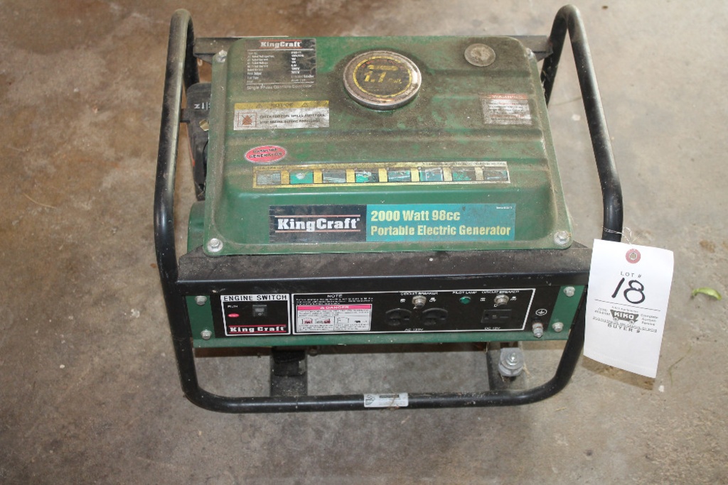 King Craft 2000-Watt 98cc Portable Electric Generator | Industrial  Machinery & Equipment Generators | Online Auctions | Proxibid