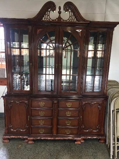 2pc Lincoln Gerard "Hand Built" Bevel Glass Custom Hutch