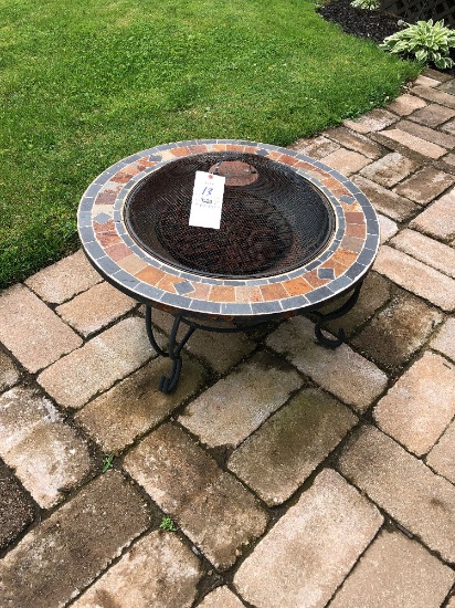 Tile-Edged Patio Firepit