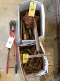 2 Boxes Of Bolt Cutters, Pipe Vise, Air Pump