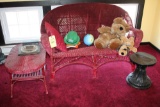 Wicker Loveseat And Stand, Bears, Side Stand