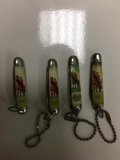 (4) R.C.M.P. KEYCHAIN KNIVES