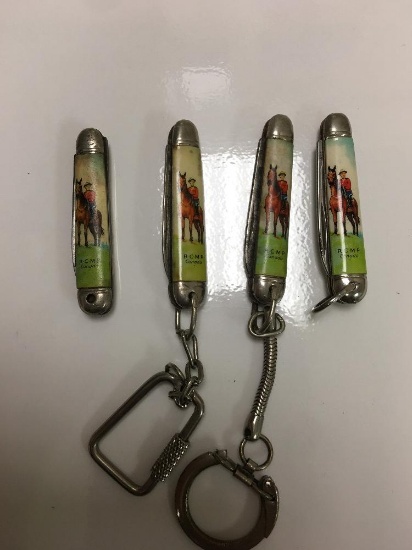 (4) R.C.M.P. KEYCHAIN KNIVES