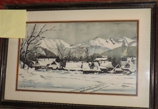 Michael Gaszynski Signed Watercolor, 1976, "Winter In The Tatras"
