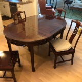 Oval carved wood table