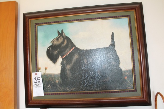 Signed Scotty Dog Oil on Canvas