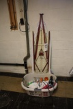 Ironing Board, Iron, Basket w/ Cleaners