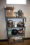 Shelf & Contents; Pots, Bowls, Misc. Decor