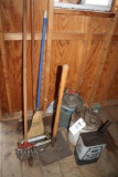 Yard Tools; Brooms, Grease Gun, Gas Cans