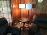 Wooden End Table, 2 Floor Lamps