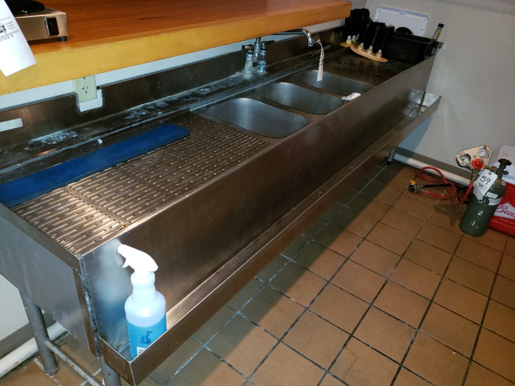 Kare Bros Stainless 3 Bay Sink 8ft Long Industrial