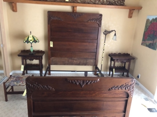 Queen Sized Oak Headboard & Footboard