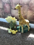 Goebel Birds, McCoy Flower Vase, Giraffe, 2 Longaberger Baskets