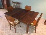 Oak Dinette With 4 Chairs & Extra Leaf