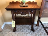Oak Side Table With Applied Carving, 28