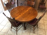 Oak Claw-Foot Dinette With 4 Chairs & 5 Leaves
