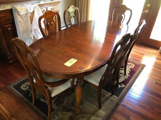 Solid Cherry Table, 6 Chairs, 2 Extra Leaves