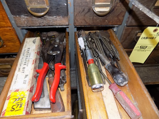 Contents Of Wood Cabinet, Bits, And Tooling