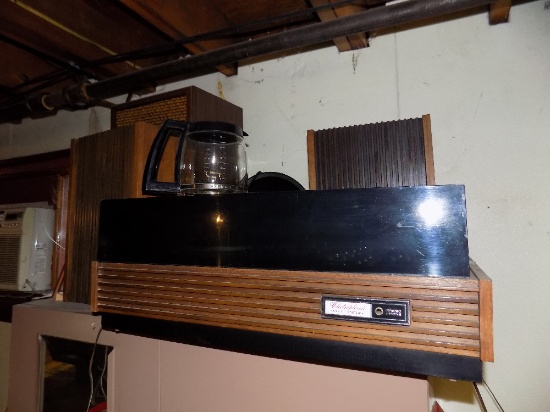 Metal Two Door Cabinet And Electrophonic Turn Table With Speakers