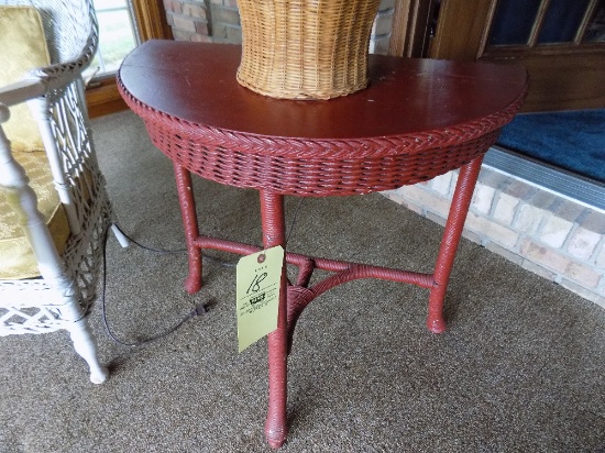 Red Wicker Side Table