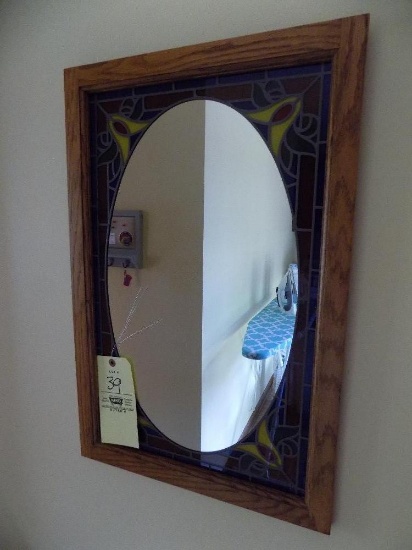 Stained-Glass Mirror, 26" 1/2 x 17" 1/2