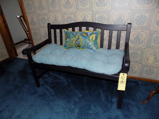 Black-Finish Bench With Cushion