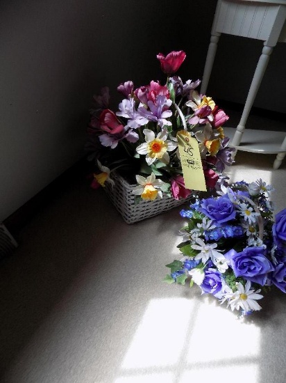 2 Baskets Of Artificial Flowers