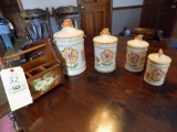 Floral canisters & Wood Container