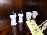 Hobnail Cream & Sugar & Early Pair Of Salt & Pepper Shakers