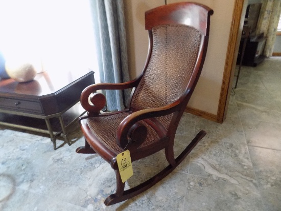Cherry finish cane seat rocking chair 1800s
