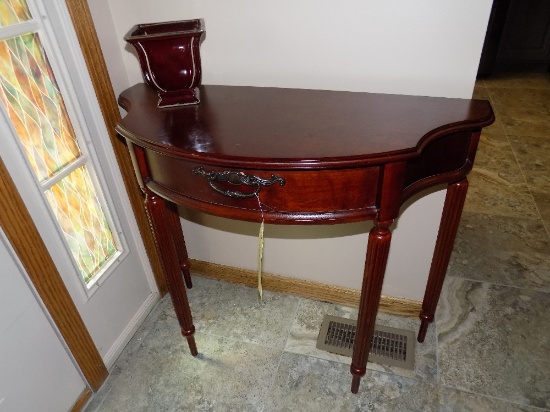 Bombay Furniture half round foyer stand 35" w with planter