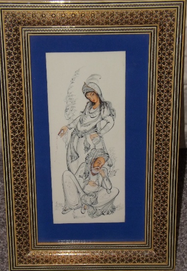 Badrosama Signed Painting Of Mid East Man & Woman