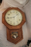 Hamilton Key-Wind Oak Case Clock