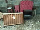 Chair, Stool, Gas Fireplace, Chrome Leg Table