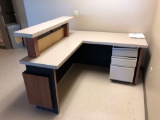 L-Shaped Receptionist Desk - 3 Drawer Organizer