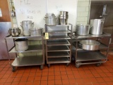 3 Stainless Steel Carts on Wheels - Stainless Pots