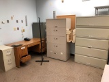 3 Desks - Filing Cabinets - Mini Fridge