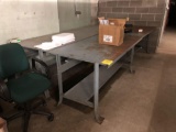 4 Steel Work Tables - 2 Tables - Desk - Chairs - Tape