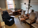 (14) Chairs, (5) Rolling Cabinets, (3) Side Tables, (3) Recliners, Rolling Recliner w/ Side Table