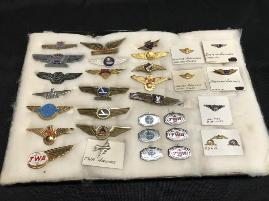 Assorted Airline Souvenir Wings, Achievement Pins
