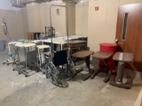 4 Overbed Tables - 16 Soiled Linen Carts - 3 Mayo Stands - Wheelchair - Walker - IV Pole - 2 Bedside