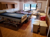 (4) Hill-Rom Electric Hospital Beds - 4 Hill-Rom Overbed Tables - 4 Linen Carts - 7 Flip-Top Trash