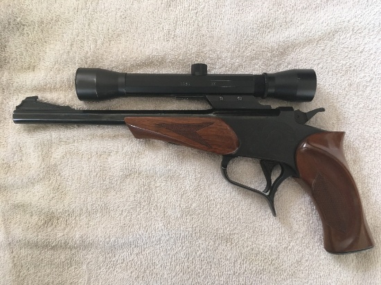 Thompson Center Contender .222Rem. pistol, w/Lobo 3x scope, 10" barrel, w/holster