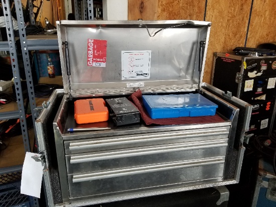 Stainless toolbox with tools wheeled road case